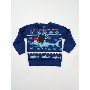 Andy & Evan Baby  12/18M  Blue Shark Jacquard Holiday‎ Sweater